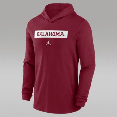 Oklahoma Sooners Sideline Men s Jordan Dri FIT College Long Sleeve Hooded Top. Nike